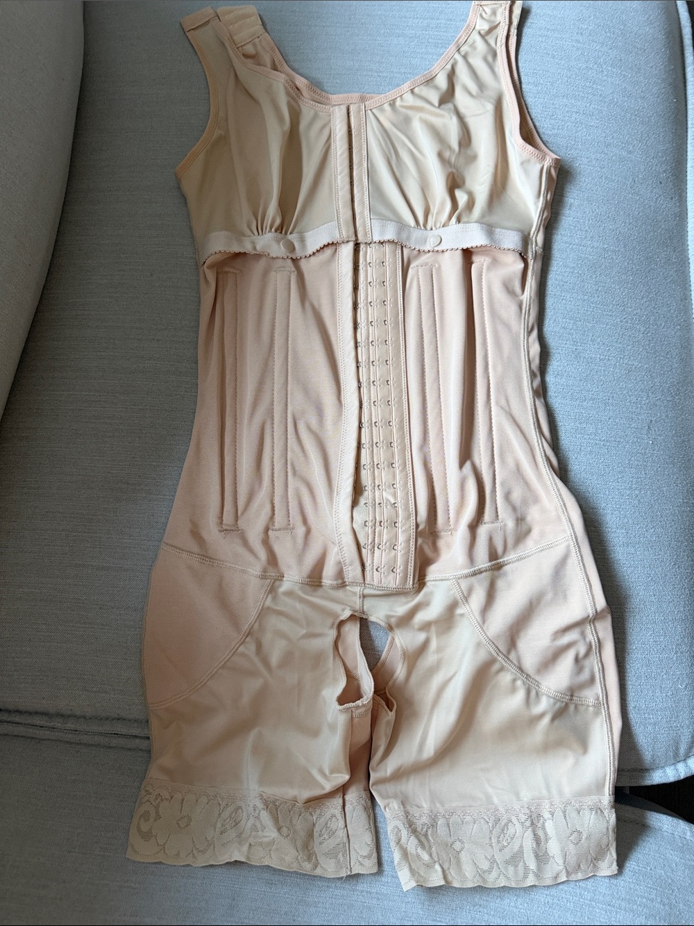 Post- Surgery tummy control Nude Shapewear Bodysuit with Front Hook Closure